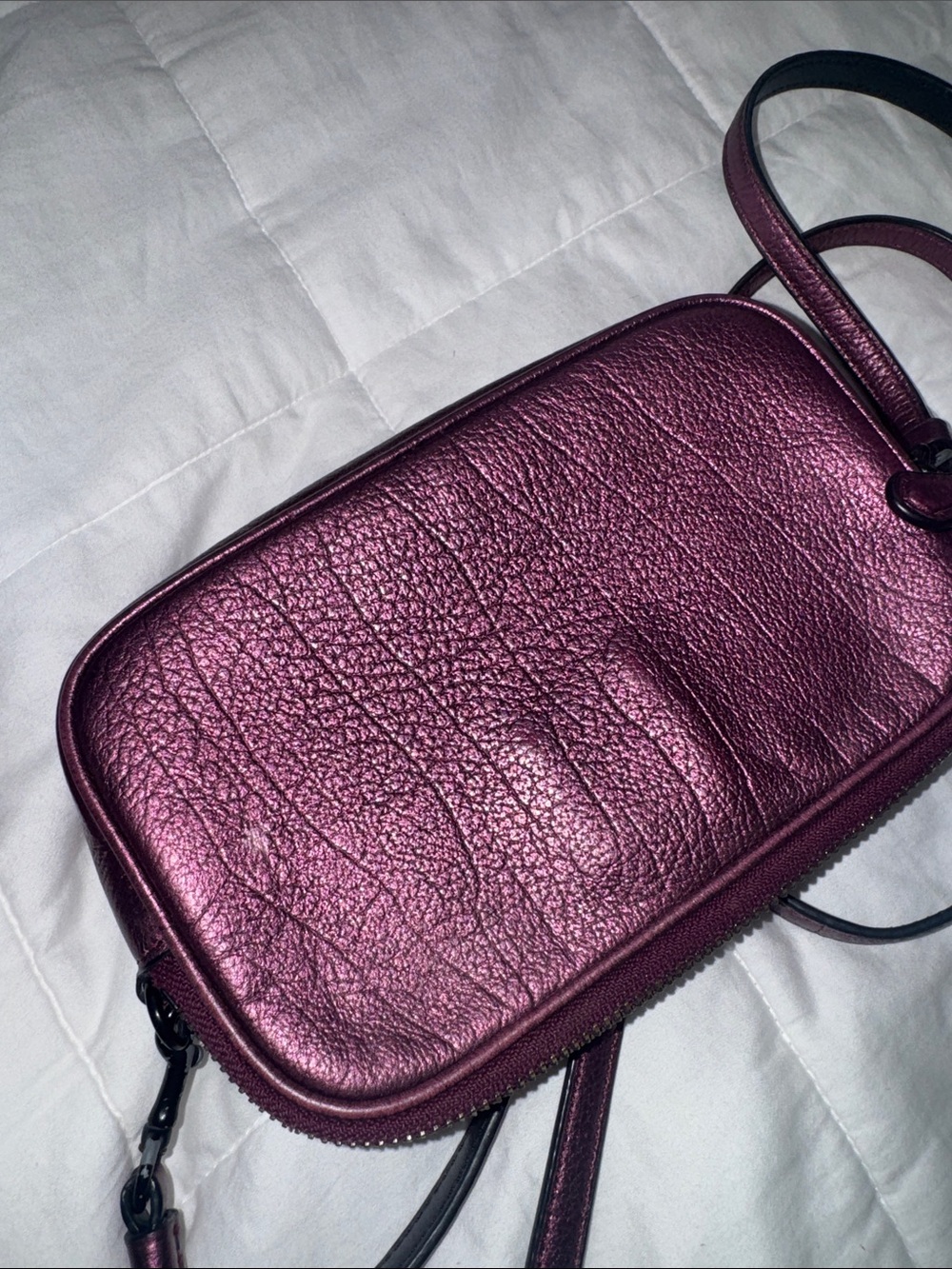 COACH Metallic Plum Star & Stud Leather Crossbody - Picture 8 of 13
